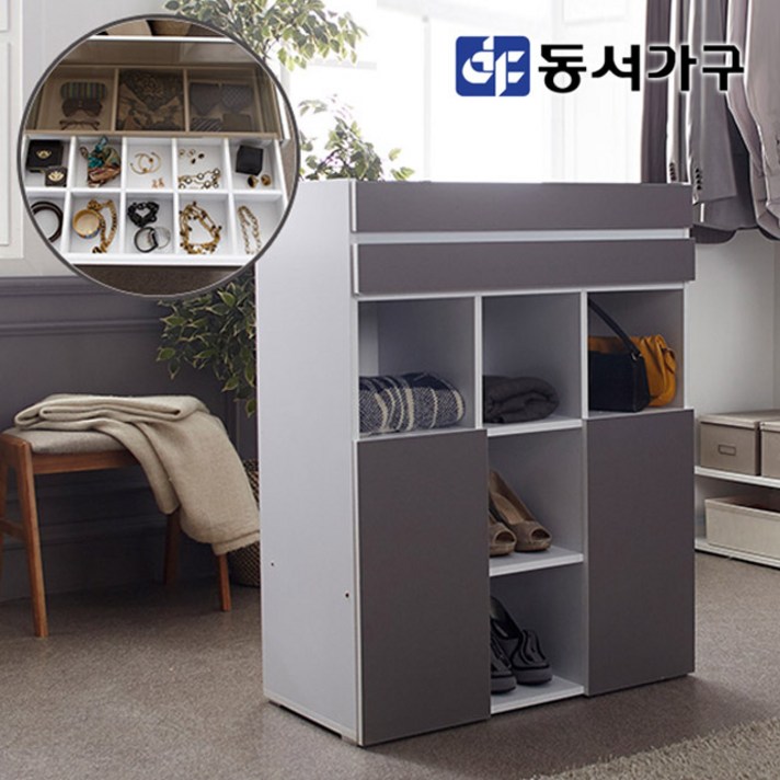 동서가구 드레스룸 아일랜드 디바이더 서랍장 디스플레이장 DF637203, 그레이