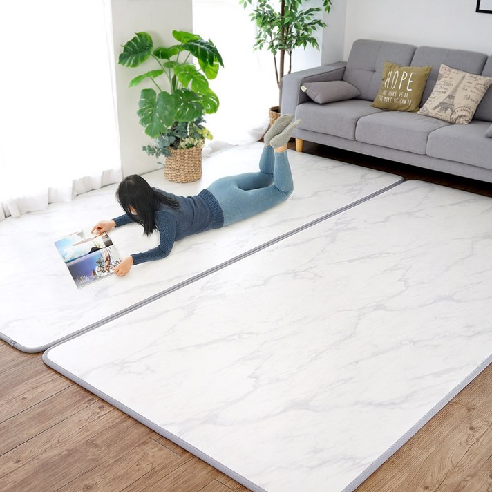 삼바텍 1+1 퓨어 PVC 놀이방매트 킹콩특대형 140x500cm 유아 어린이 거실 아이방 층간소음방지 매트, 스노우마블