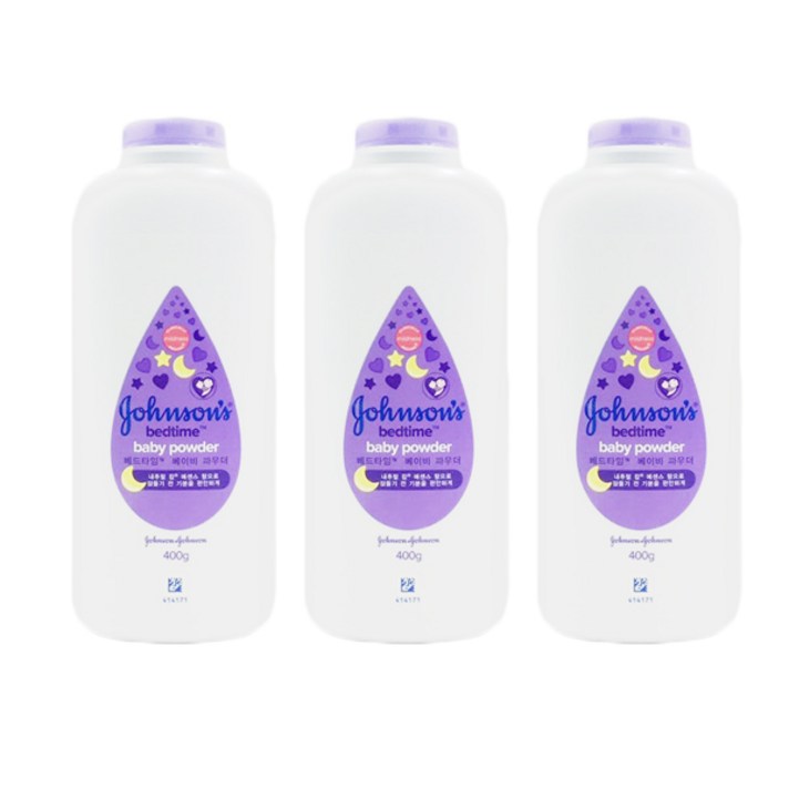 존슨즈 베드타임 베이비 파우더 내추럴캄향, 400g, 3개