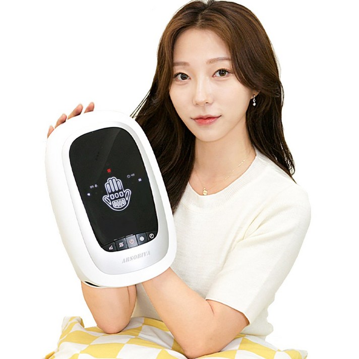 ARSOBIYA 핸드케어 손마사지기 무선 온열 손목 손가락분리형 안마기, FR-Y18H 화이트