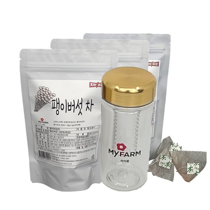 지방출장 팽이버섯차 100% 국내산 90티백 트라이탄보틀 무료증정, 팽이버섯차 30티백