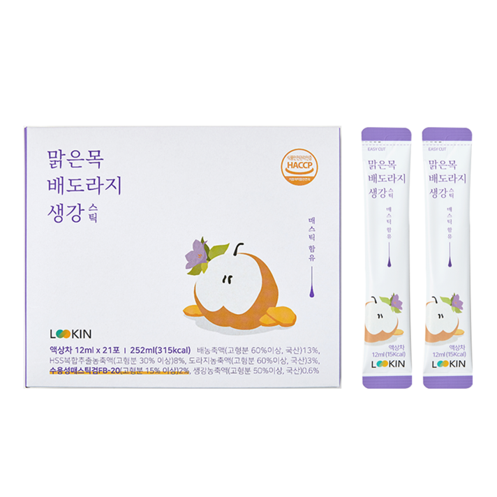 루킨 맑은목 배도라지 생강 스틱, 21개입, 1박스