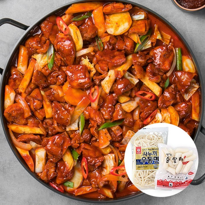 춘천 한입 신선닭갈비 1kg (닭갈비 2개이상 구매시 사누끼+떡 증정) 캠핑음식 캠핑, (일반맛) 한입닭갈비 1kg