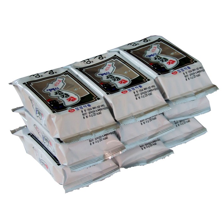 성경식품 지도표 도시락김, 재래 식탁김 4g 9단, 27봉
