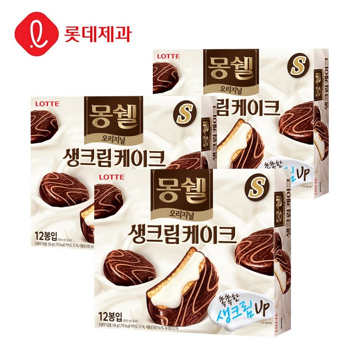 롯데제과 몽쉘 크림 336gx3개, 336g, 3개