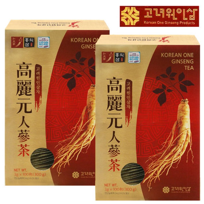 고려원 고려 인삼차 100T+100T 총200T, 3g, 100개입, 2개