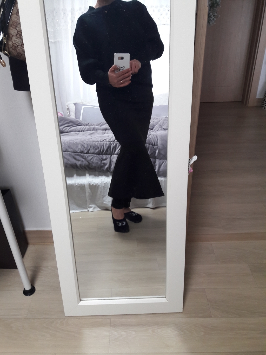 바닐라나인 완전 따듯한 융털밍크퍼 머메이드 기모치마레깅스