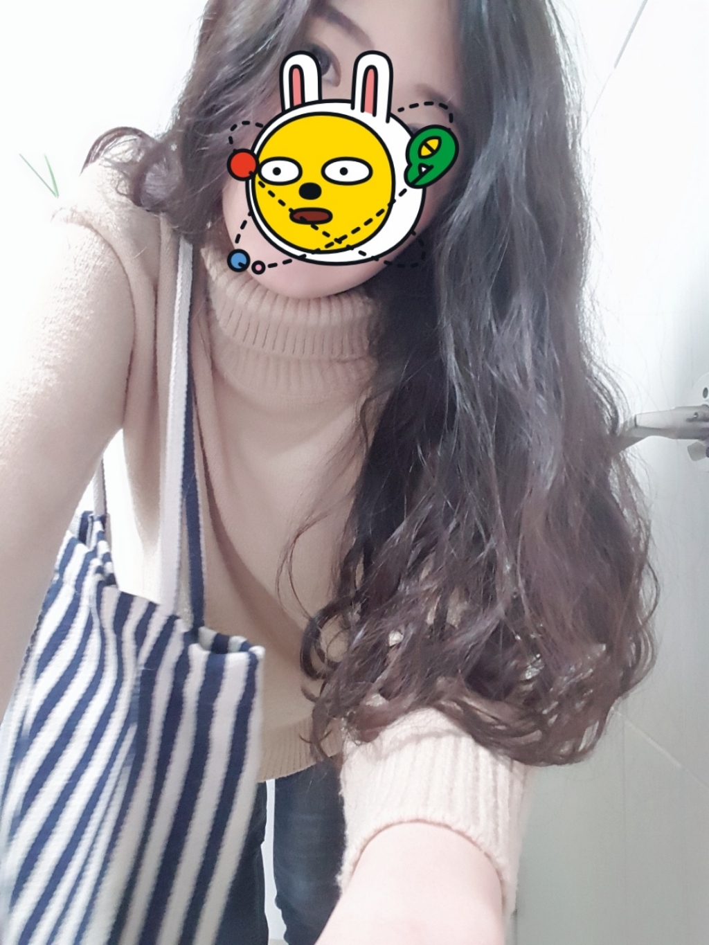 점핑몰 스트라이프 캔버스 에코백