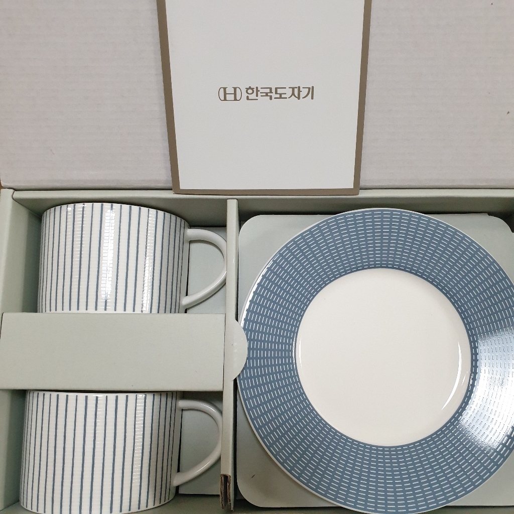한국도자기 코지블루 커피잔 받침