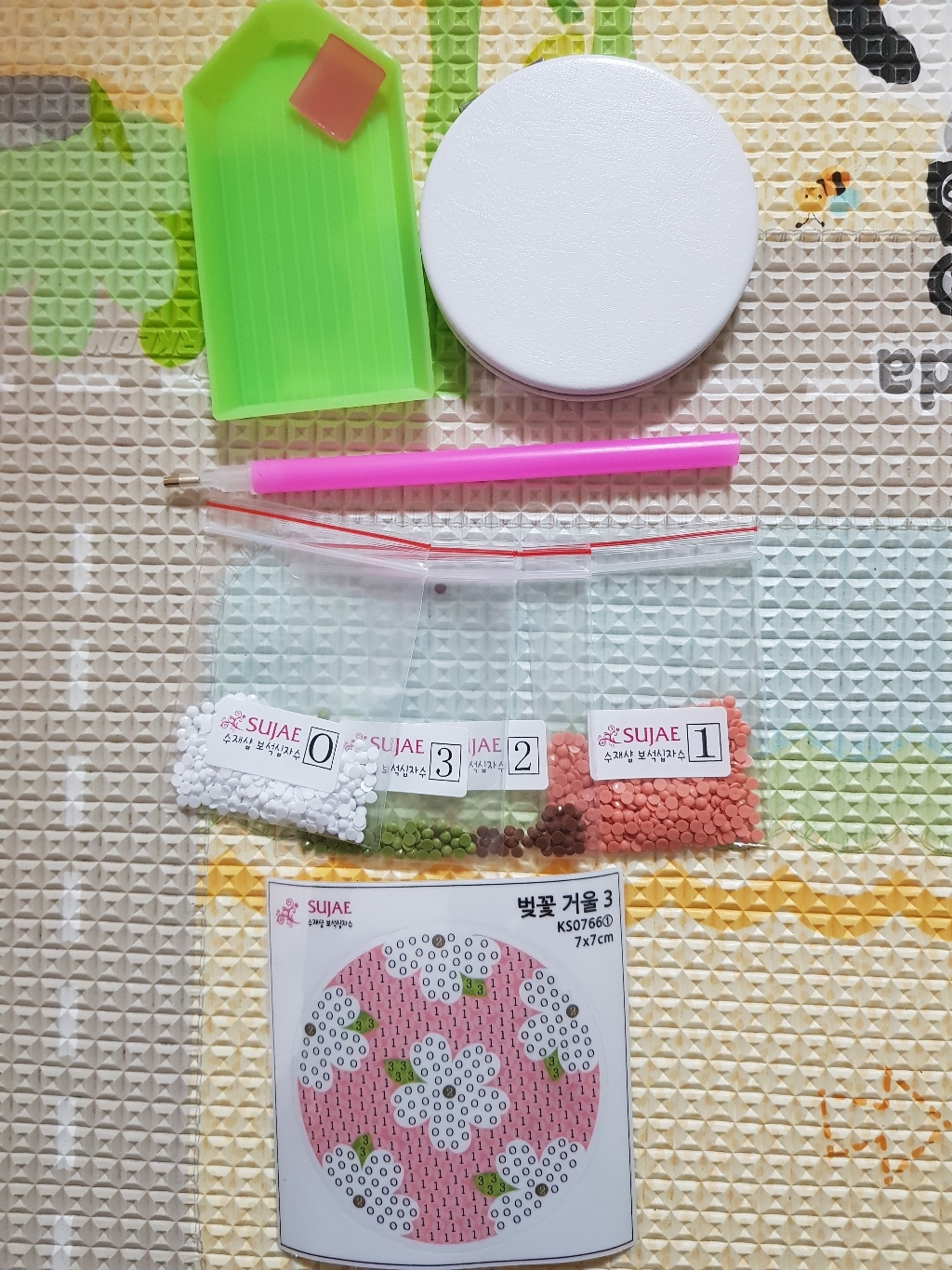 수재샵 DIY[양면거울포함]벚꽃거울스티커 7x 보석십자수