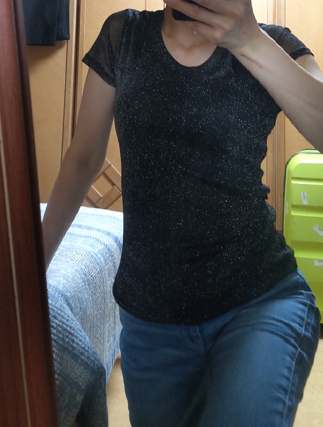 루나걸 여성용 윙클 시스루 반팔 티셔츠