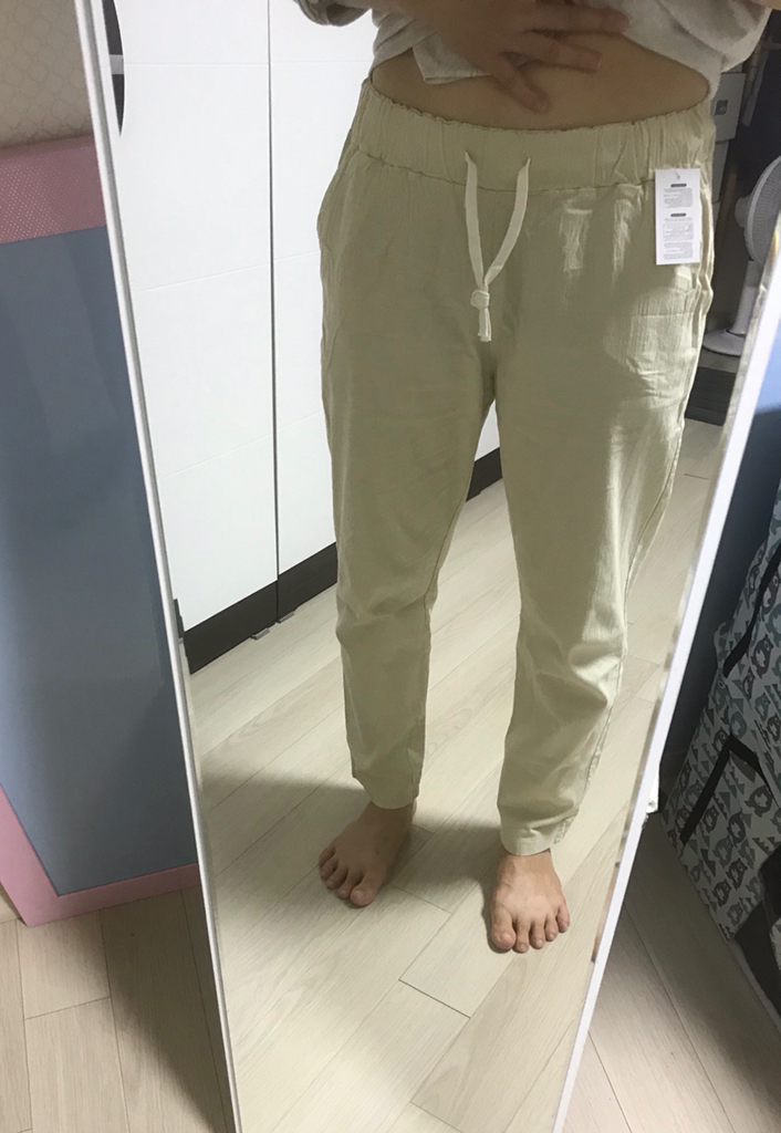 어나더디 면 스판 9부 밴딩 팬츠