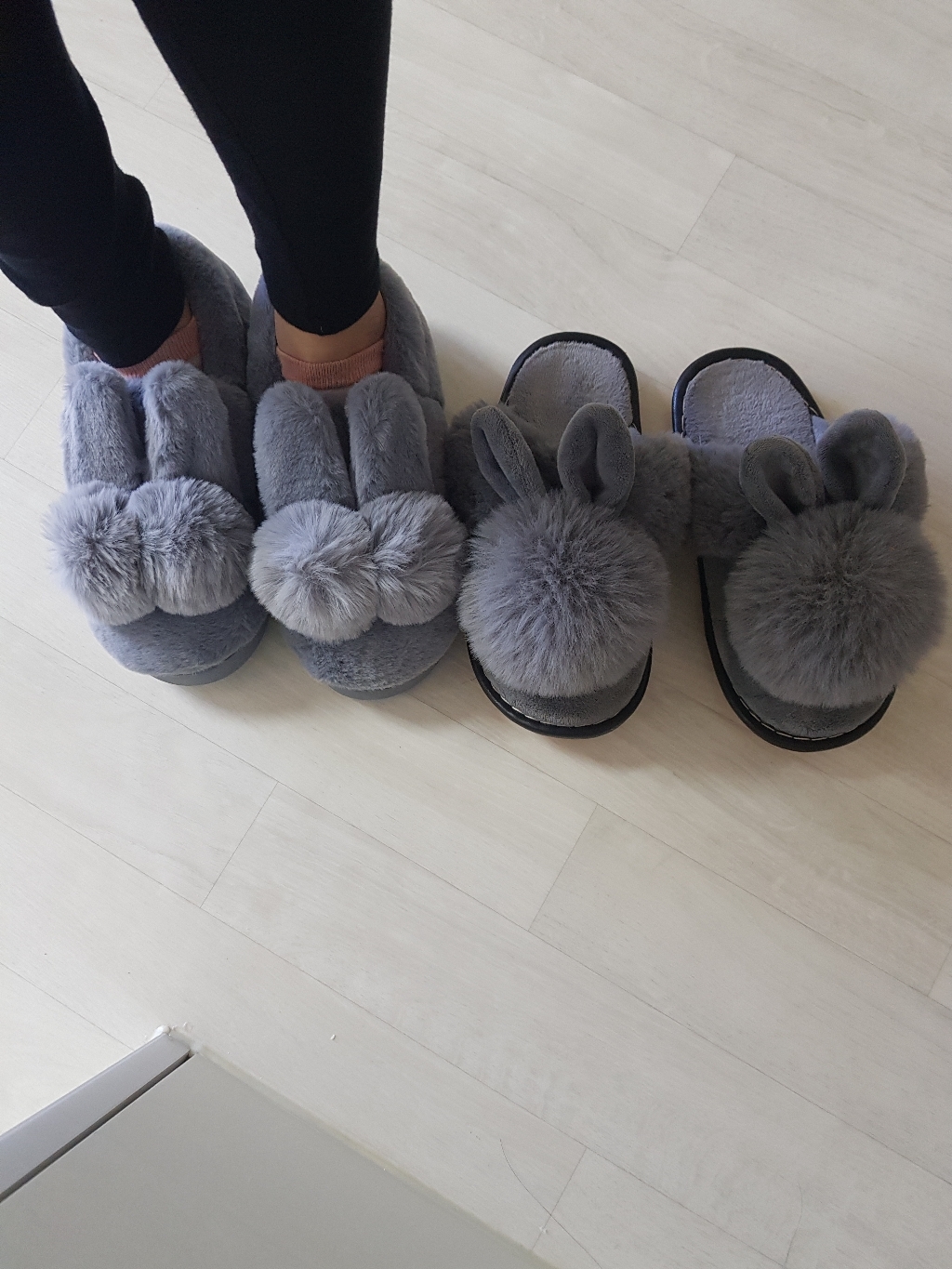 폭신한 방한 토끼 인조털 실내화