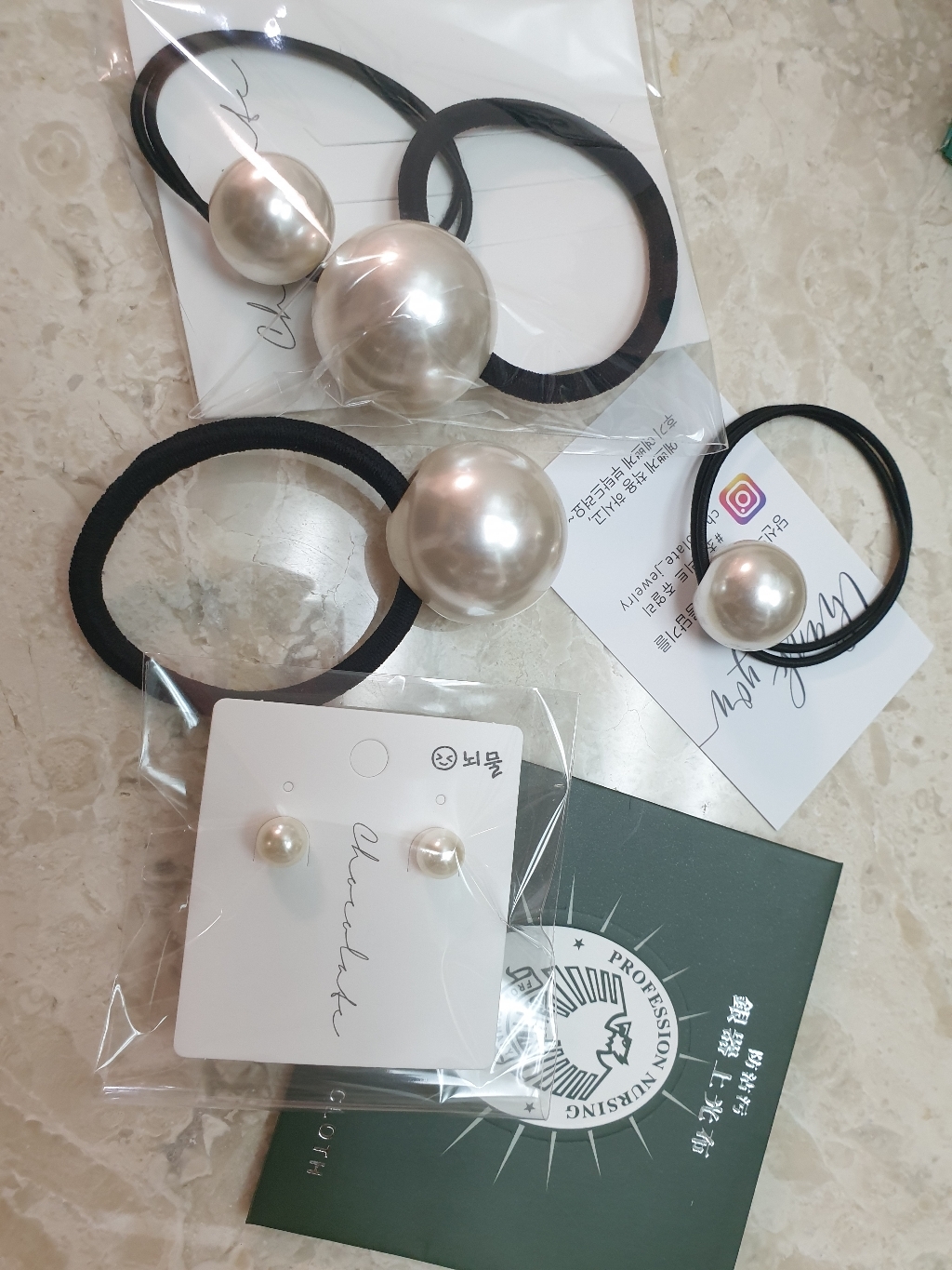 초콜리트쥬얼리 켈리 진주방울 고무줄 퍼스트 머리끈