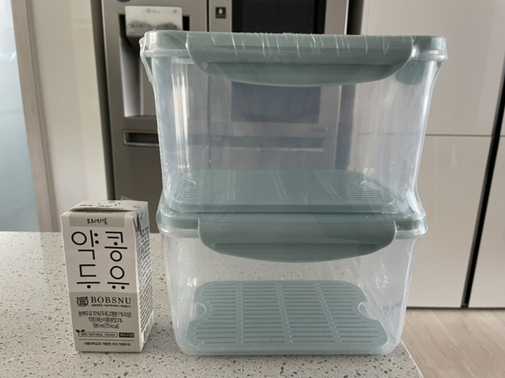 나누담 물받이 밀폐용기 높은형 민트 리뷰후기
