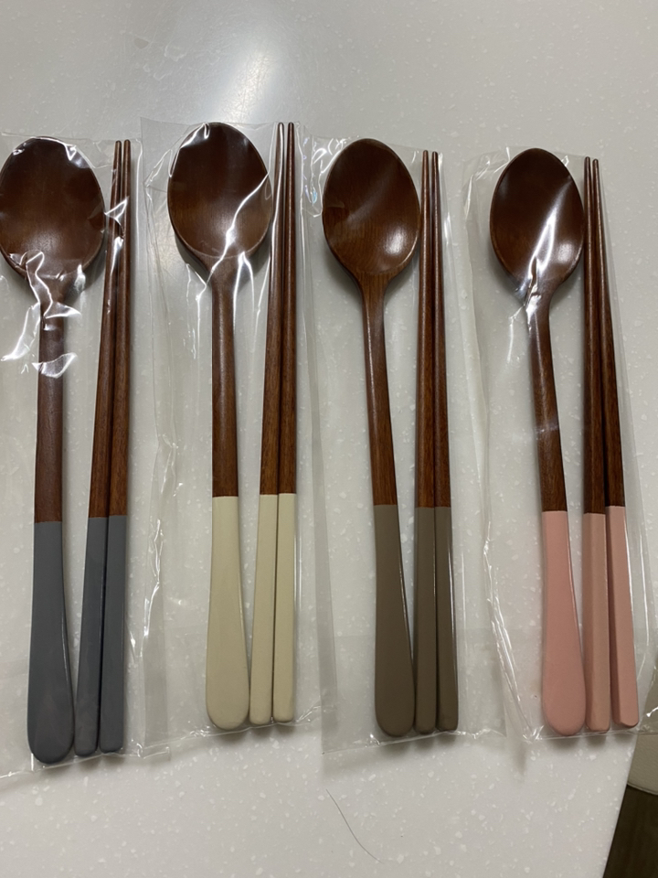 [토탈아트] 컬러 옻칠 나무수저 1인세트/파스텔 송마 어른 숟가락  어른 젓가락1벌 리뷰후기