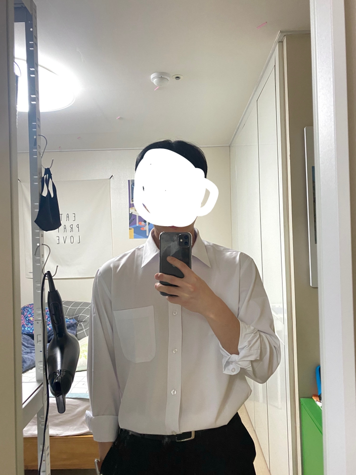 체인지 남성용 긴팔 빅사이즈 스판 와이셔츠