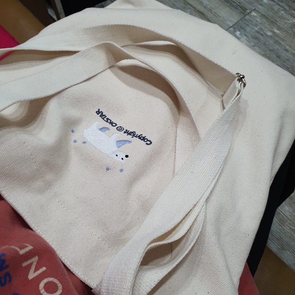 옥스타 북극곰 자수 에코백 크로스타입