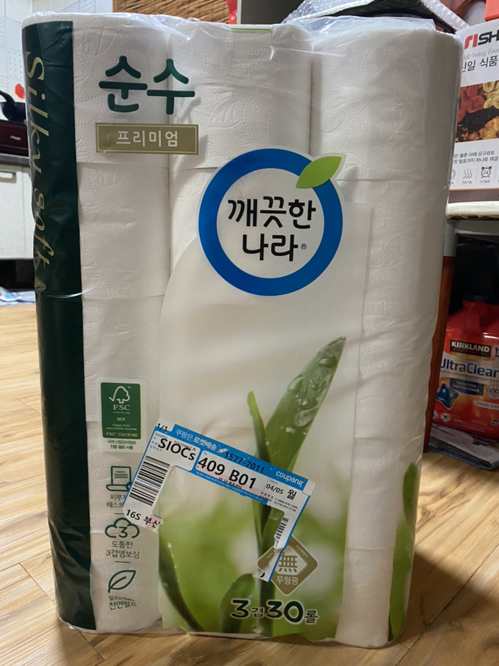 깨끗한나라 3겹 데코 순수 프리미엄 와이드 천연펄프 화장지 리뷰후기