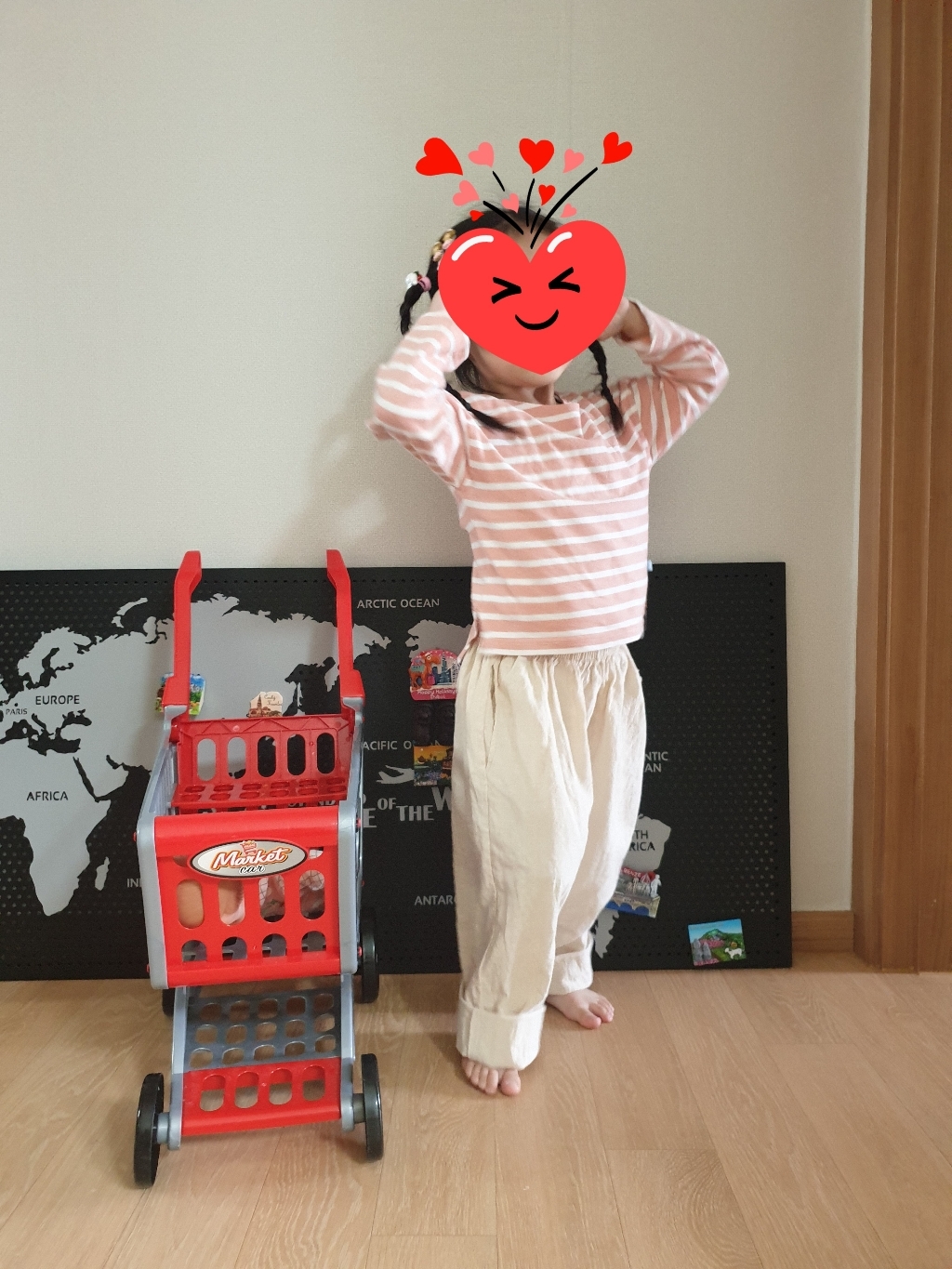 아이크레용 아동 주니어 린넨 바이오워싱 항아리 배기 팬츠