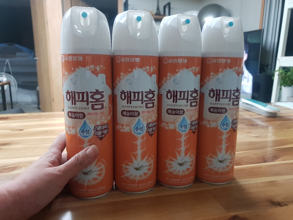 해피홈 에어로솔 모기약 복숭아향 리뷰 후기