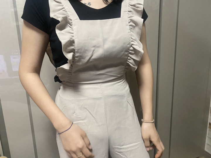 빼빼 여성용 프릴 와이드 점프수트