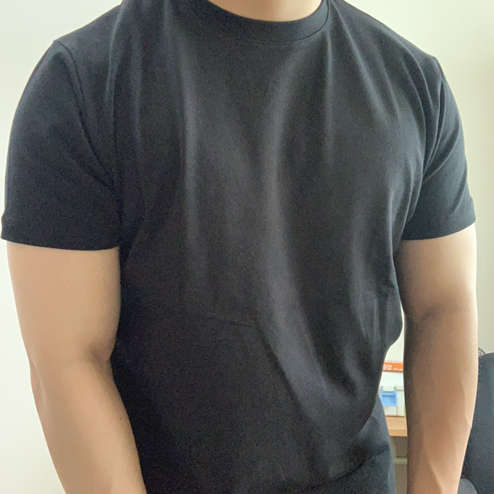 허그본 남성용 데일리 머슬핏 무지라인 반팔 티셔츠
