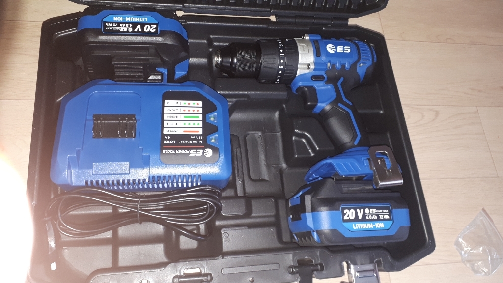 ES산업 H120 20V 충전 함마 해머 드릴 배터리 2개