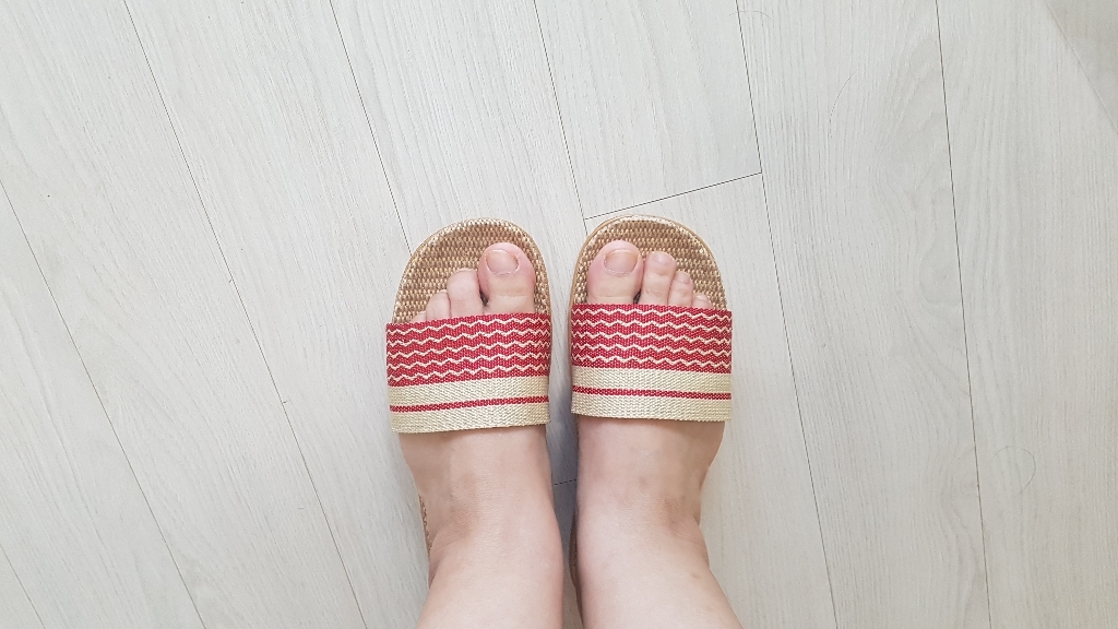 더자카 패턴컬러 리넨 실내화