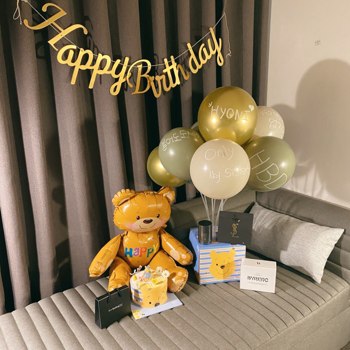 생일풍선 파티풍선세트 풍선스탠드 유칼립투스 올리브 이벤트 기념일