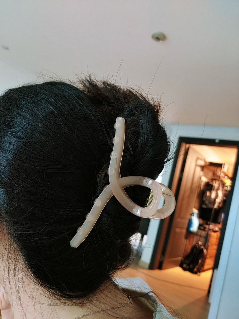 대형 꼬임 마블 홀로그램 올림머리 숱많은 머리 집게핀 프랑스핀