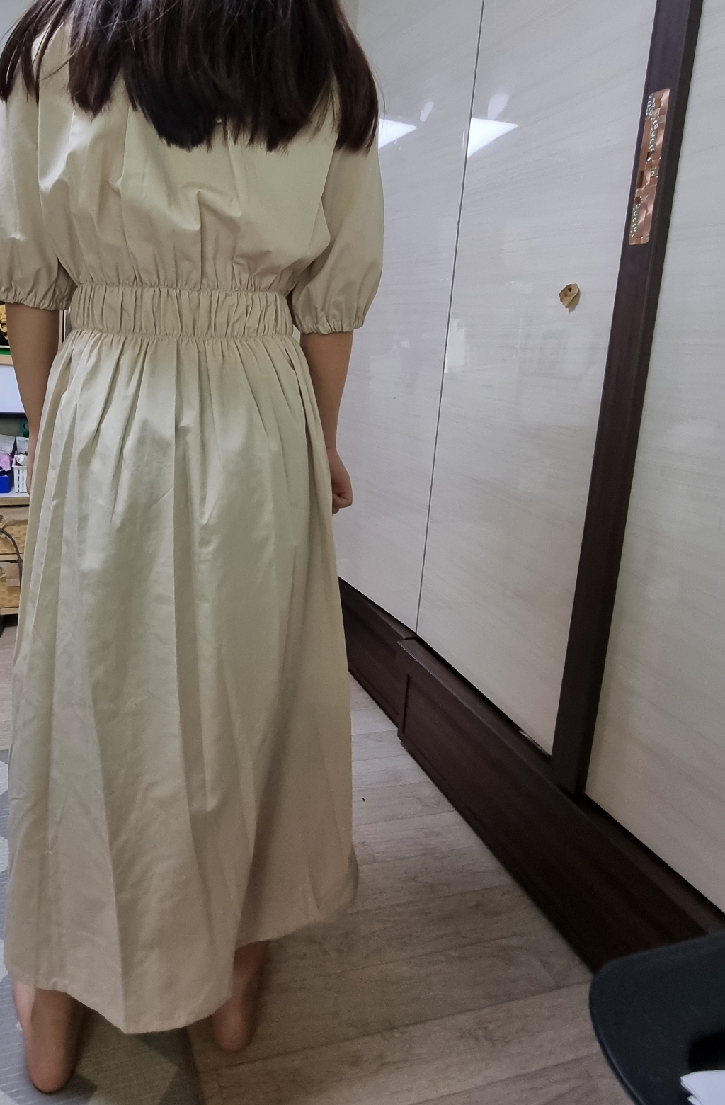 미쏘 셔링 디테일 롱 원피스