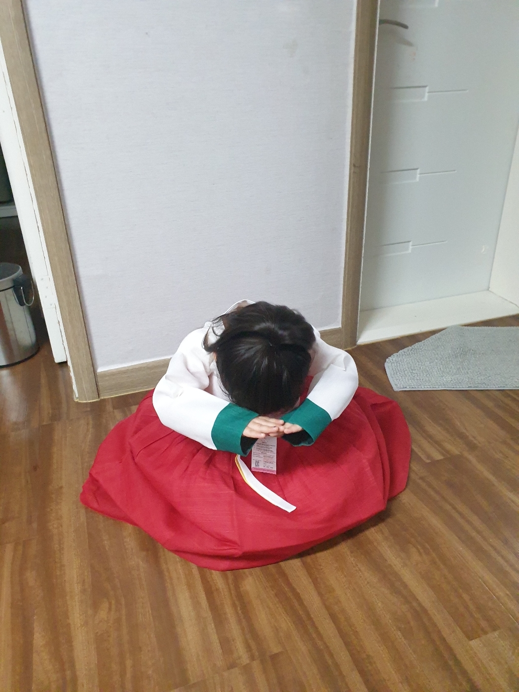 아가명주 여아용 백설 들꽃 한복