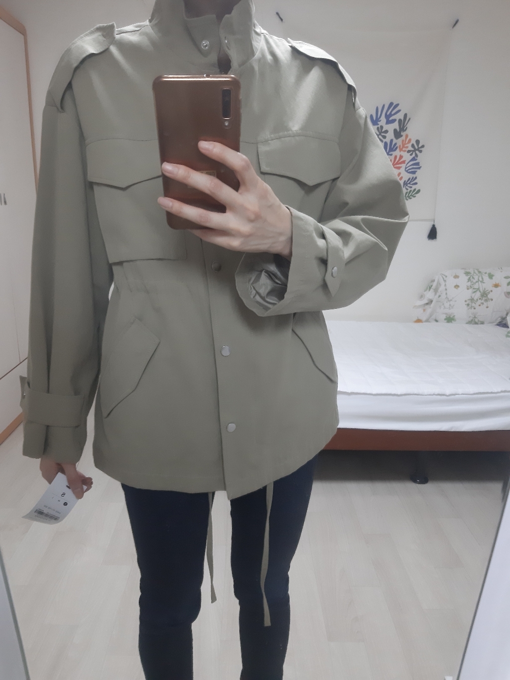 미쏘 여성용 오버핏 미디기장 점퍼