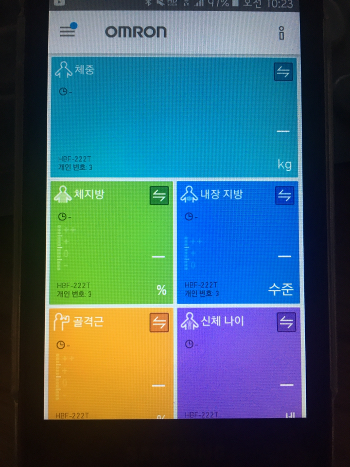 오므론 스마트 체중계, HBF-222T, 혼합색상