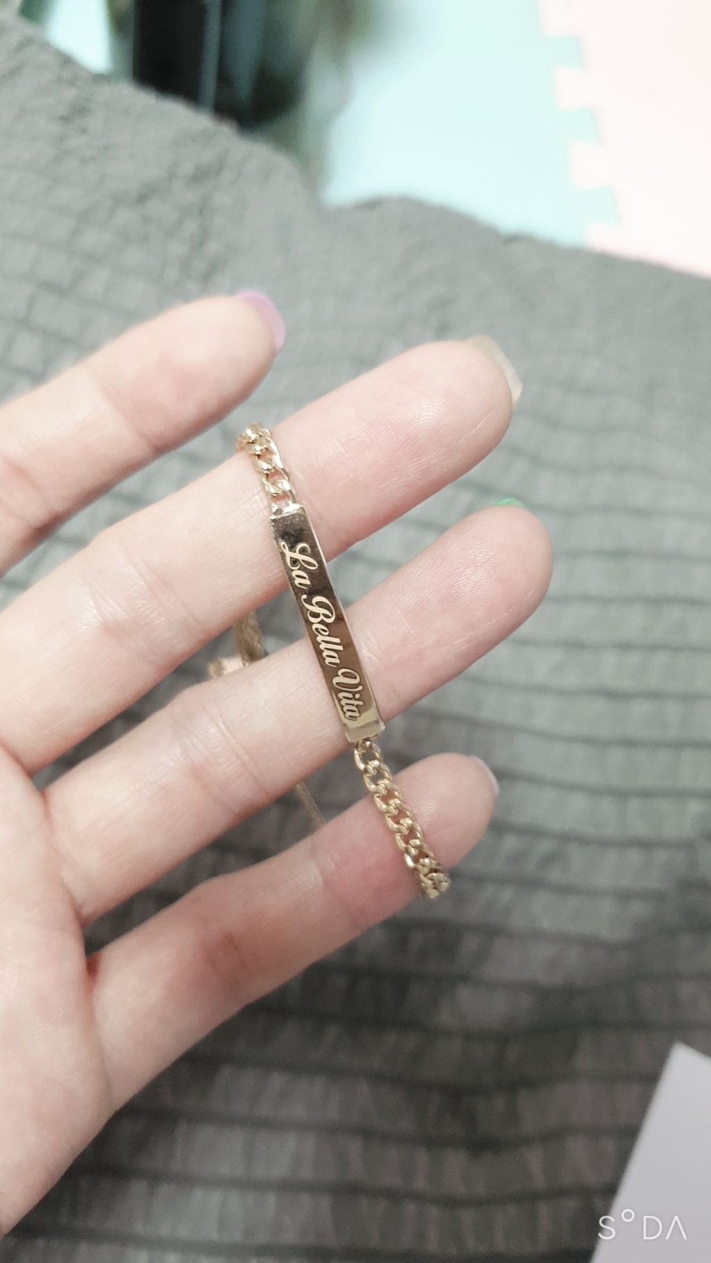 엘렌쥬얼리 할로우 커브 스틱 이니셜 14K 팔찌