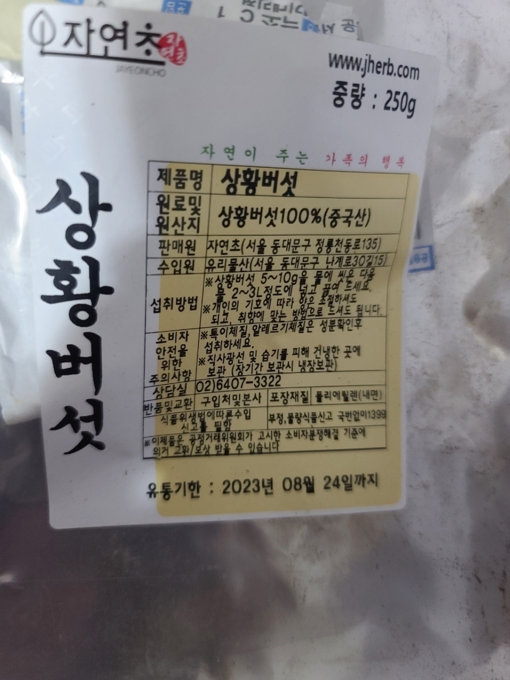 자연초 건조 상황버섯