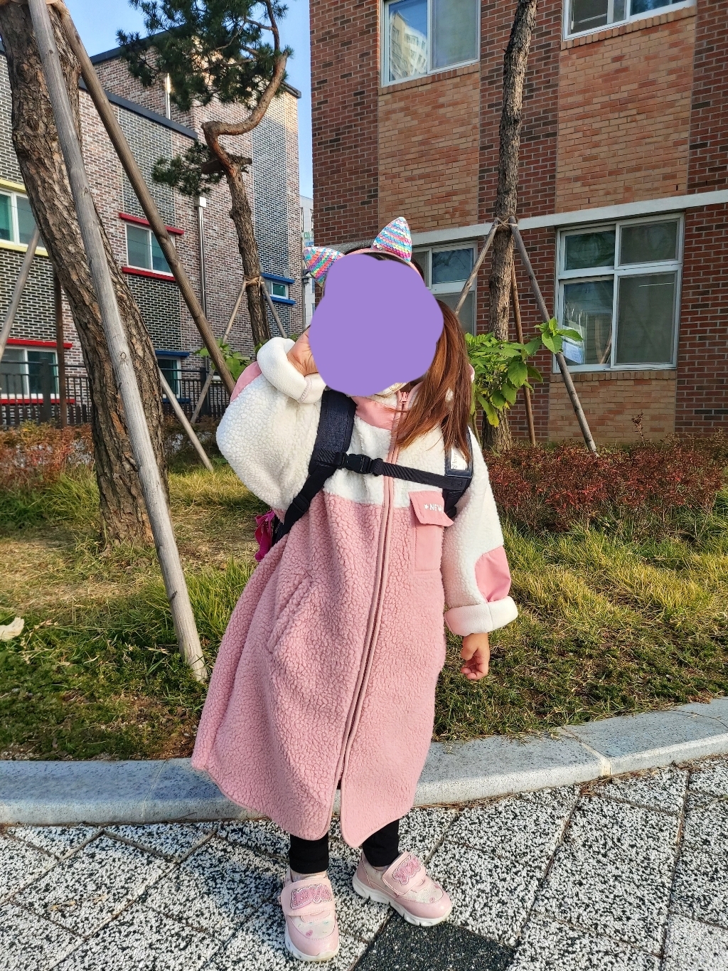 젤리스푼 아동용 뉴키즈 컬러블럭 뽀글이 롱점퍼
