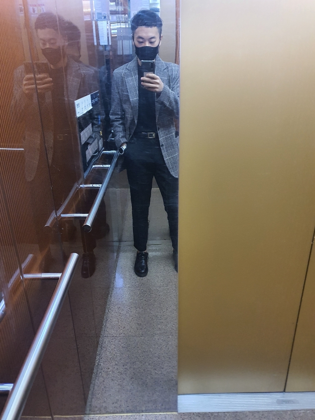울 글렌체크 남자 싱글자켓