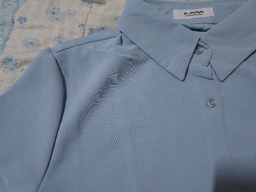 티데일리 살랑 링클 반팔 셔츠 여성용 여름 카라 남방 블라우스