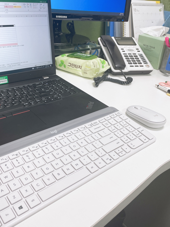 로지텍 K470 슬림 무선 콤보 키보드 마우스 한글 스티커 증정