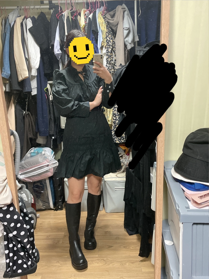 비비에모 셔링 볼륨업 루즈핏 스타일리쉬 러블리 미니 원피스 00236