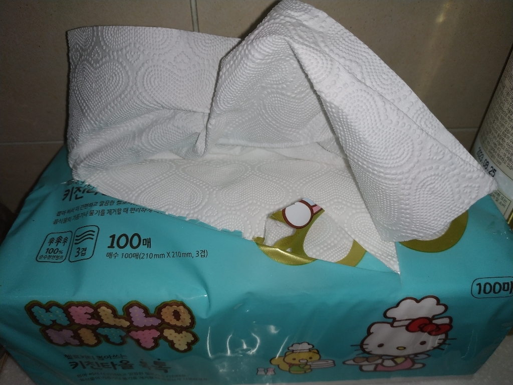 헬로키티 뽑아쓰는 키친타월 펄프 3겹 100매