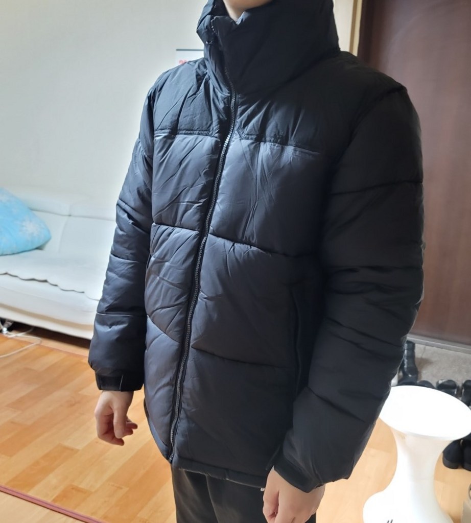 콘피아르 삼단패딩 남성 웰론 하이넥 숏점퍼