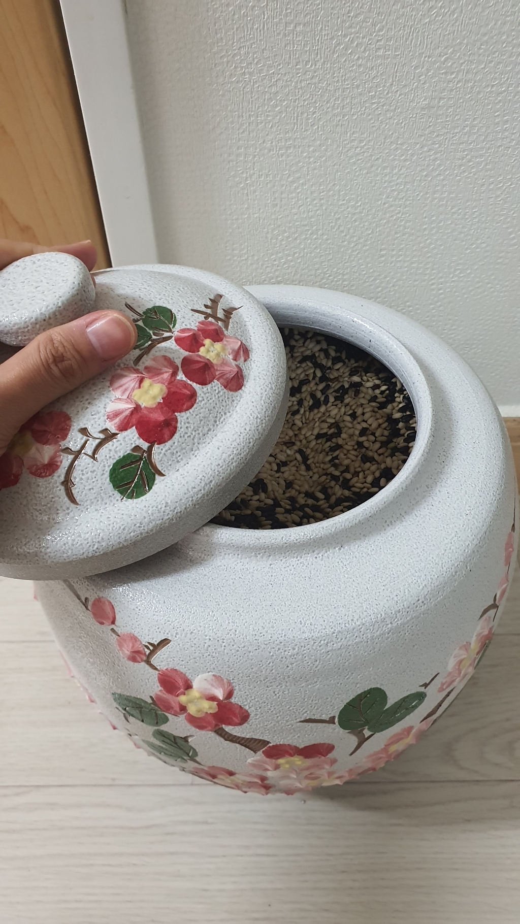 투톤 매화 쌀항아리 쌀바가지 리뷰 후기