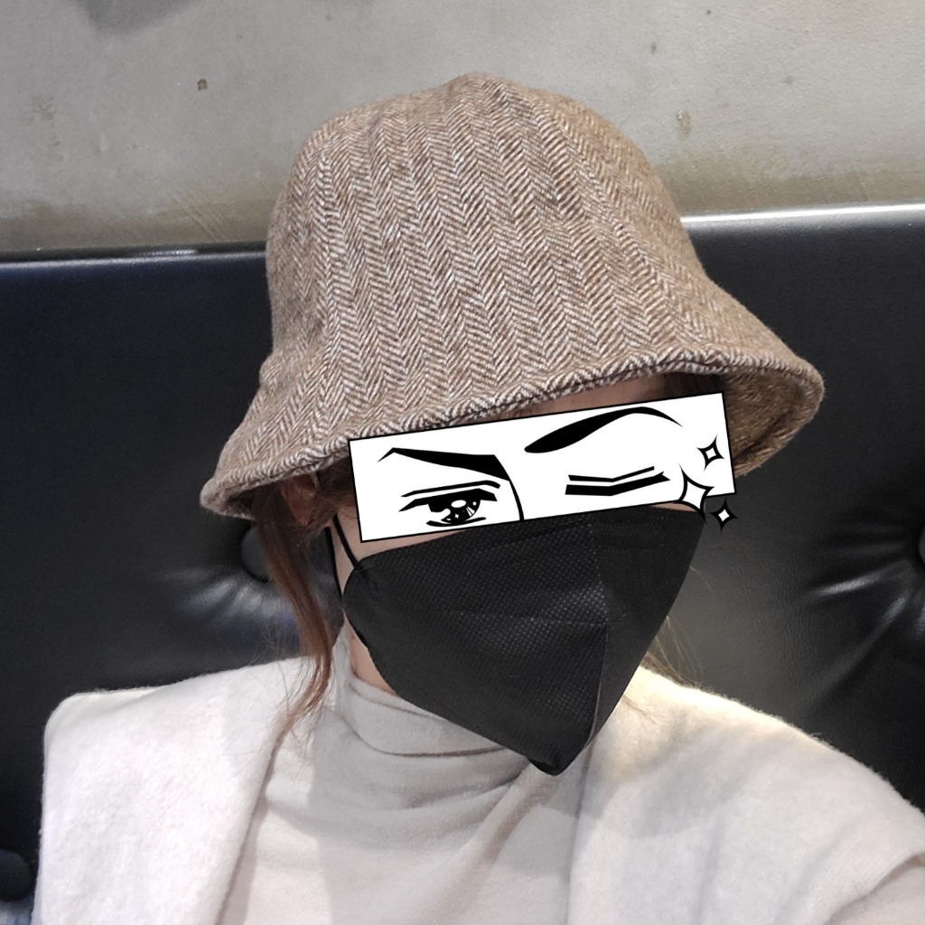 강록이네 헤링본 여성모자 울 벙거지모자 엄마 선물용 야외 운동 산책 필수 버킷햇
