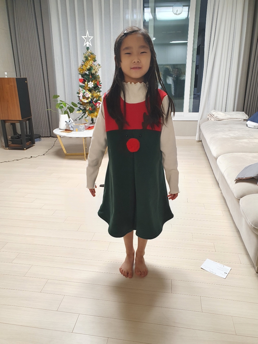 월튼키즈 여아용 루돌프 플리스 원피스