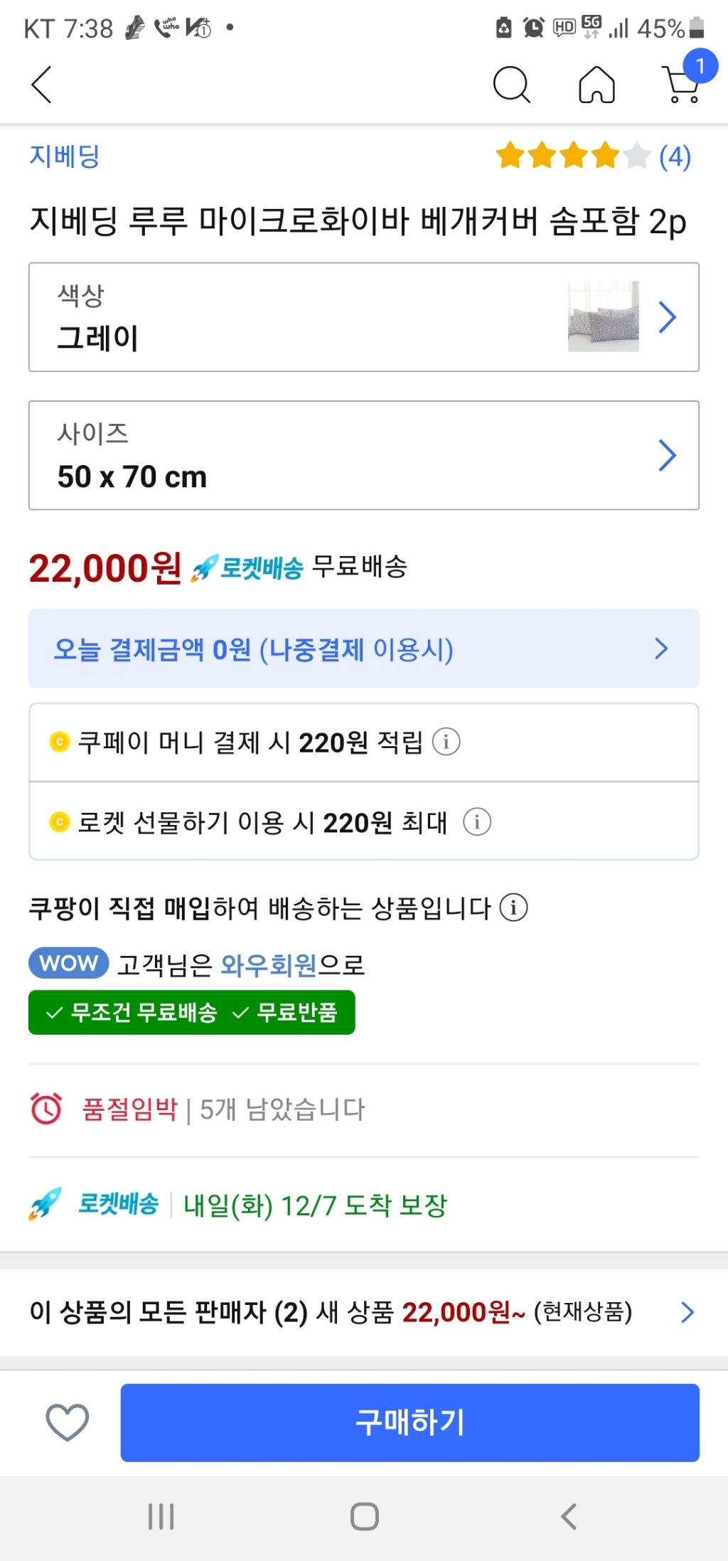 지베딩 루루 마이크로화이바 베개커버