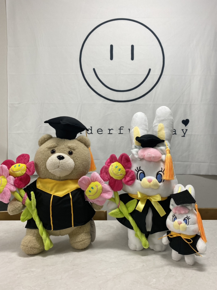 19곰 테드 학사모 졸업가운 인형 꽃다발 투명창쇼핑백