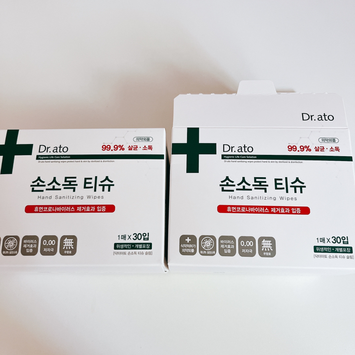 닥터아토 손소독티슈 개별포장 휴대용 일회용 2개_O697